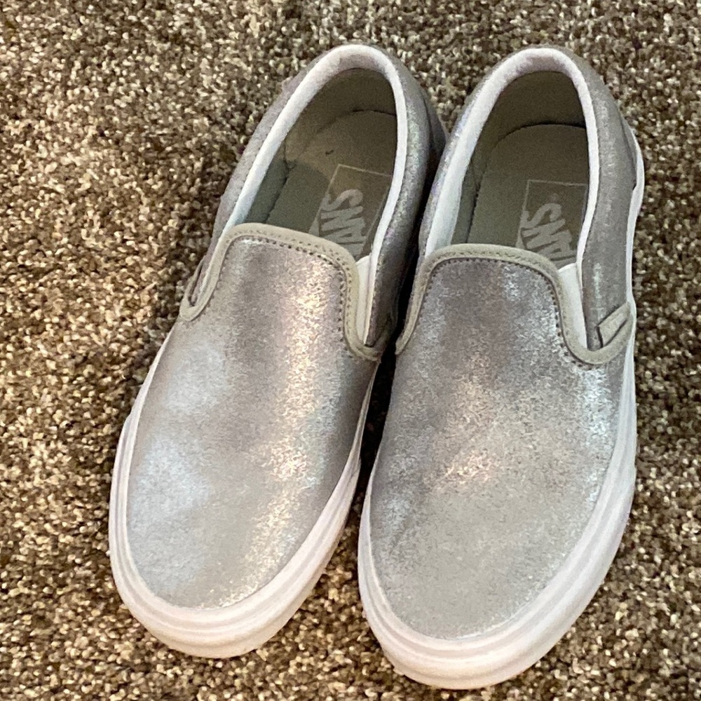 Mens silver VANS slip on’s size 5 or Womens size 6.5